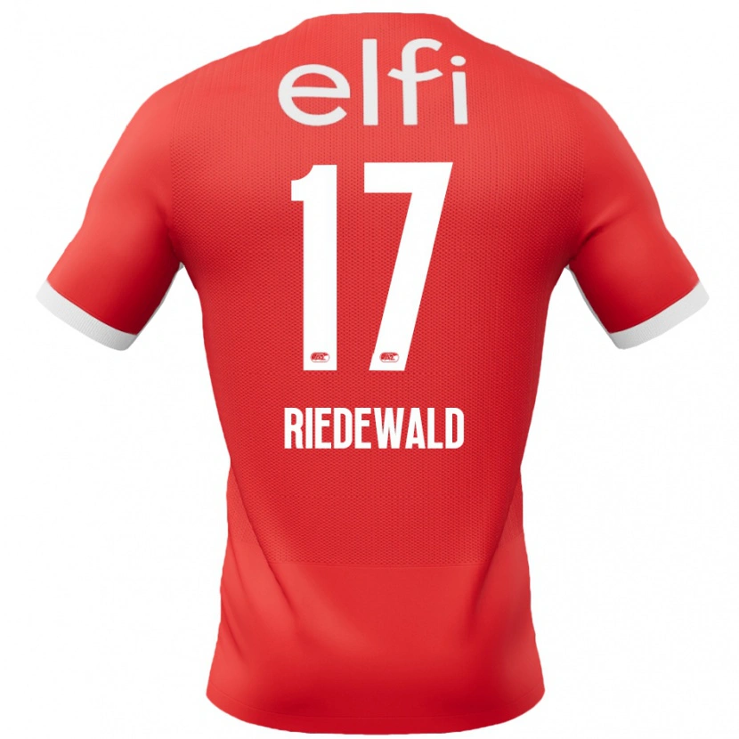 Danxen Mann Kenzo Riedewald #17 Rød Hvit Hjemmetrøye Drakt Trøye 2024/25 Skjorter T-Skjorte