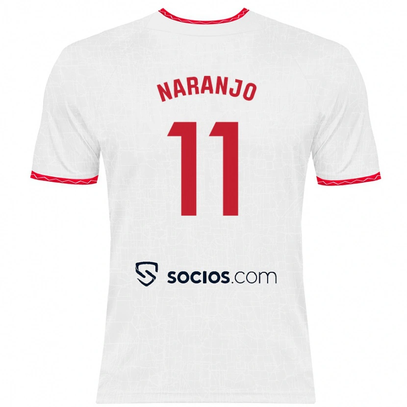 Danxen Mann Mario Naranjo #11 Hvit Rød Hjemmetrøye Drakt Trøye 2024/25 Skjorter T-Skjorte