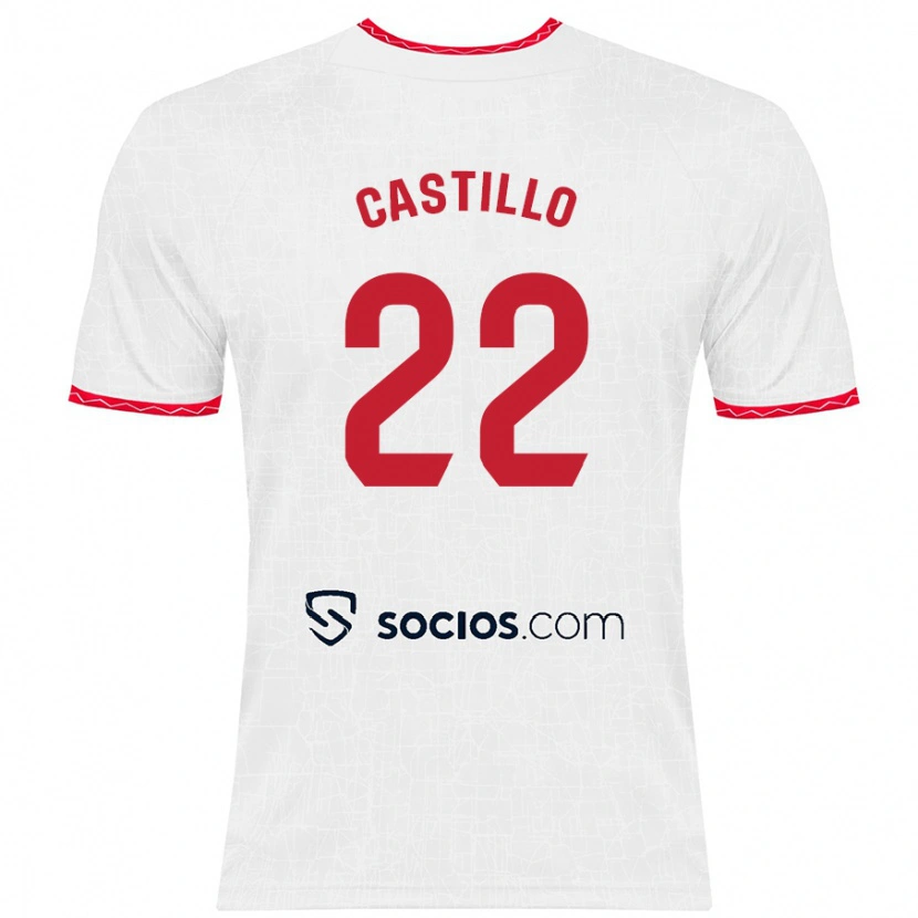 Danxen Mann José Castillo #22 Hvit Rød Hjemmetrøye Drakt Trøye 2024/25 Skjorter T-Skjorte