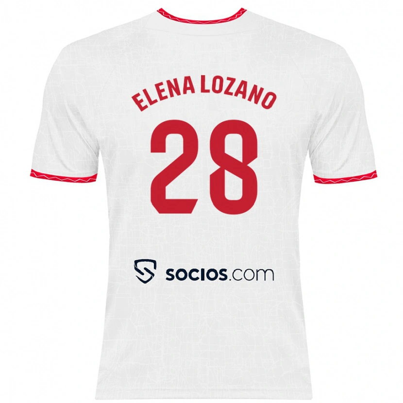 Danxen Mann Elena Lozano Gallego #28 Hvit Rød Hjemmetrøye Drakt Trøye 2024/25 Skjorter T-Skjorte