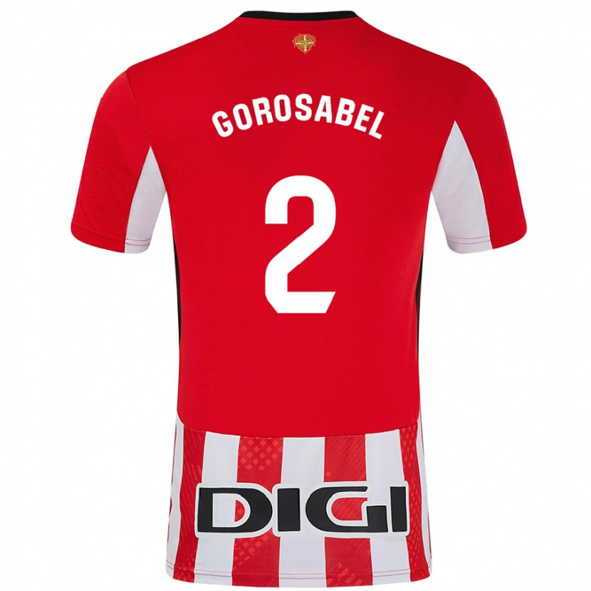 Danxen Mann Andoni Gorosabel #2 Rød Hvit Hjemmetrøye Drakt Trøye 2024/25 Skjorter T-Skjorte