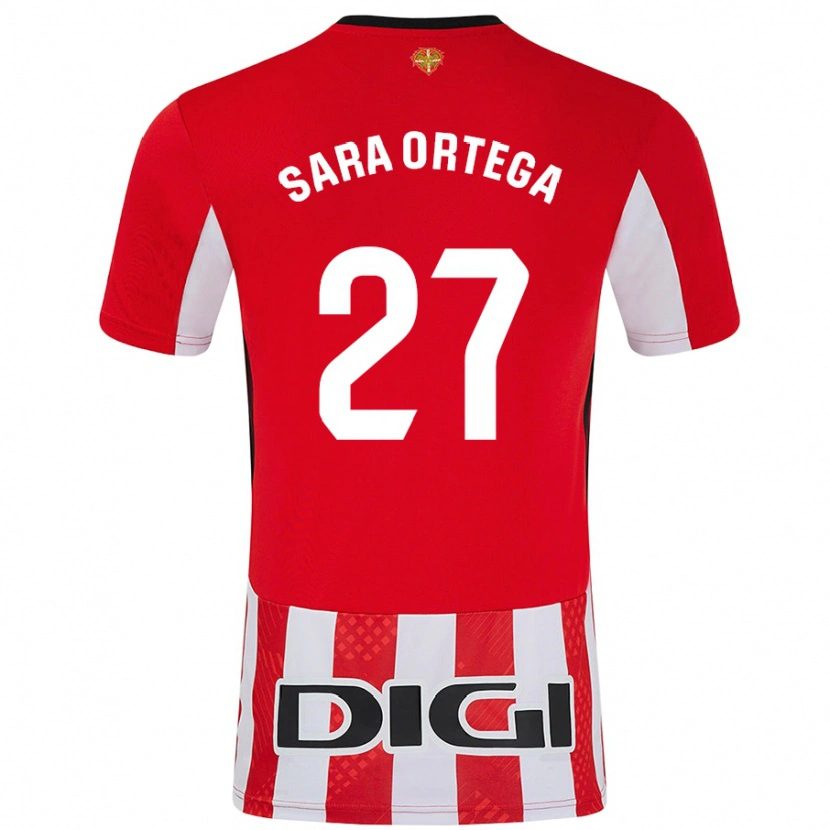 Danxen Mann Sara Ortega Ruiz #27 Rød Hvit Hjemmetrøye Drakt Trøye 2024/25 Skjorter T-Skjorte