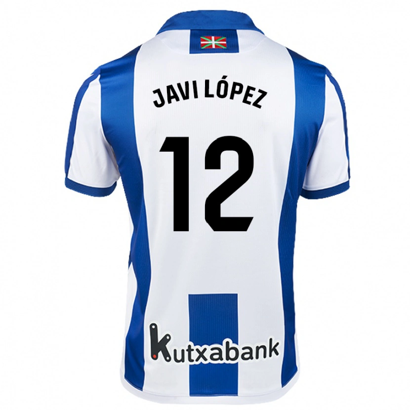 Danxen Mann Javi López #12 Hvit Blå Hjemmetrøye Drakt Trøye 2024/25 Skjorter T-Skjorte
