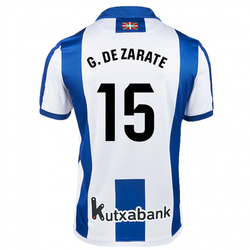 Danxen Mann Urko González De Zarate #15 Hvit Blå Hjemmetrøye Drakt Trøye 2024/25 Skjorter T-Skjorte