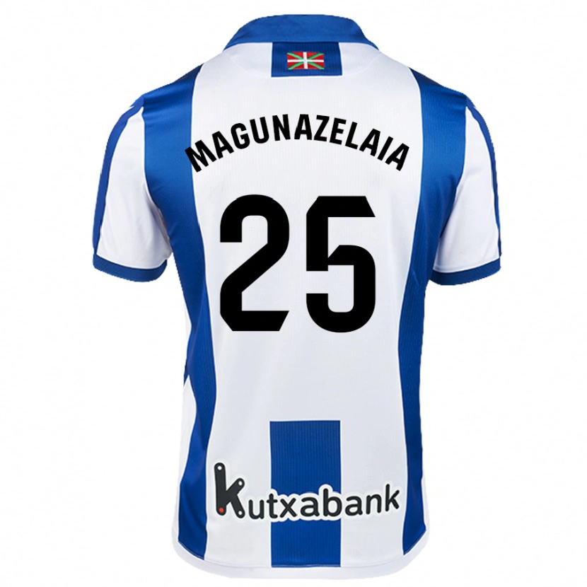 Danxen Mann Jon Magunazelaia #25 Hvit Blå Hjemmetrøye Drakt Trøye 2024/25 Skjorter T-Skjorte