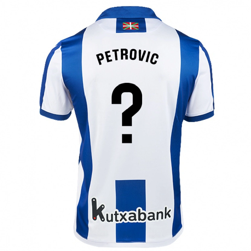 Danxen Mann Luka Petrovic #0 Hvit Blå Hjemmetrøye Drakt Trøye 2024/25 Skjorter T-Skjorte