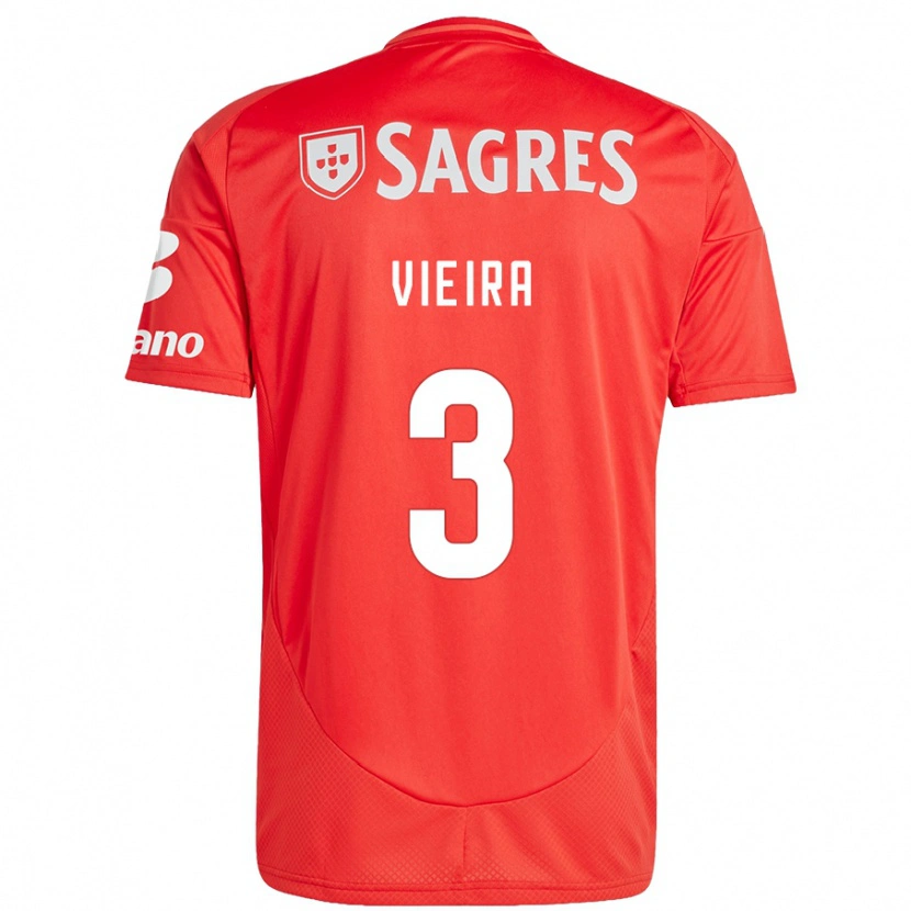 Danxen Mann Miguel Vieira #3 Rød Hvit Hjemmetrøye Drakt Trøye 2024/25 Skjorter T-Skjorte
