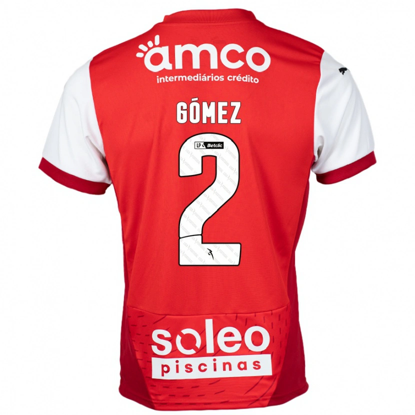 Danxen Mann Víctor Gómez #2 Rød Hvit Hjemmetrøye Drakt Trøye 2024/25 Skjorter T-Skjorte