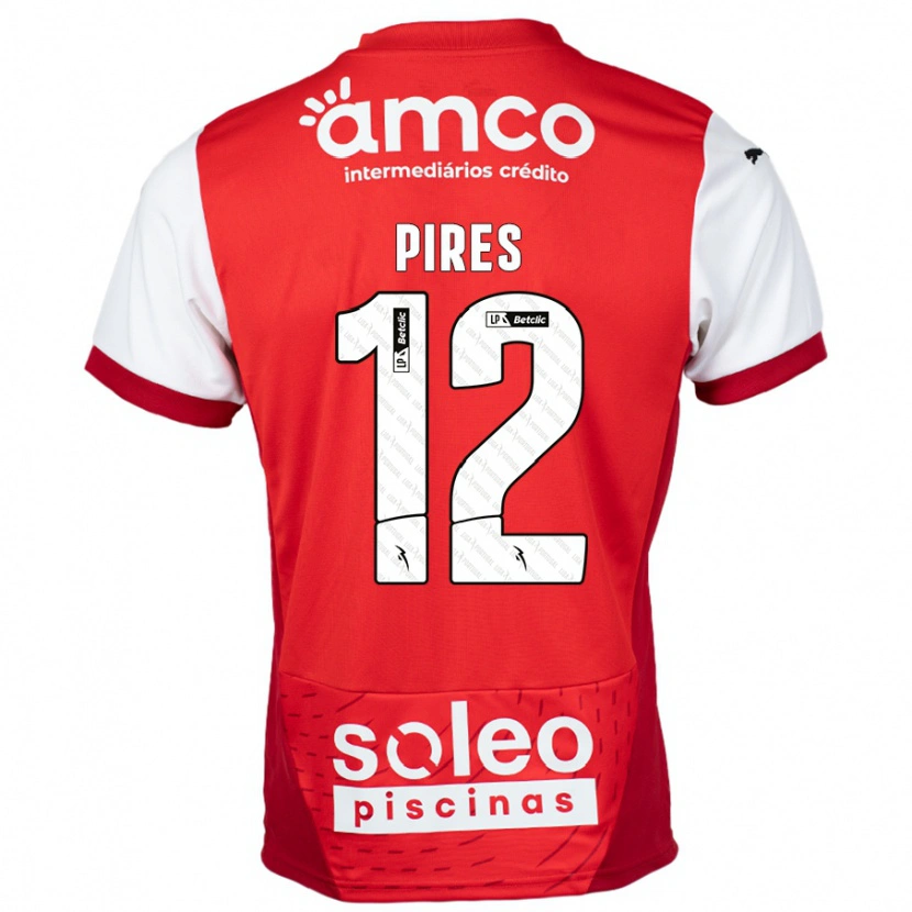 Danxen Mann Hugo Pires #12 Rød Hvit Hjemmetrøye Drakt Trøye 2024/25 Skjorter T-Skjorte