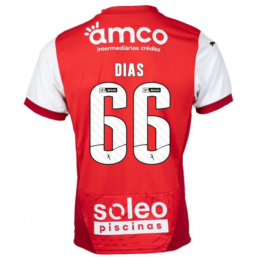 Danxen Mann Gonçalo Dias #66 Rød Hvit Hjemmetrøye Drakt Trøye 2024/25 Skjorter T-Skjorte