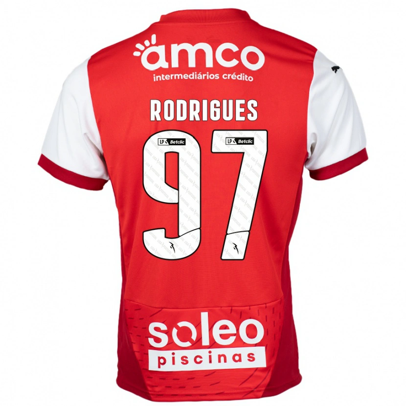 Danxen Mann Dinis Rodrigues #97 Rød Hvit Hjemmetrøye Drakt Trøye 2024/25 Skjorter T-Skjorte