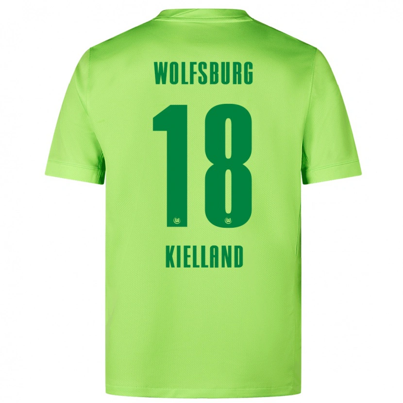 Danxen Mann Justine Kielland #18 Fluorescerende Grønn Hjemmetrøye Drakt Trøye 2024/25 Skjorter T-Skjorte