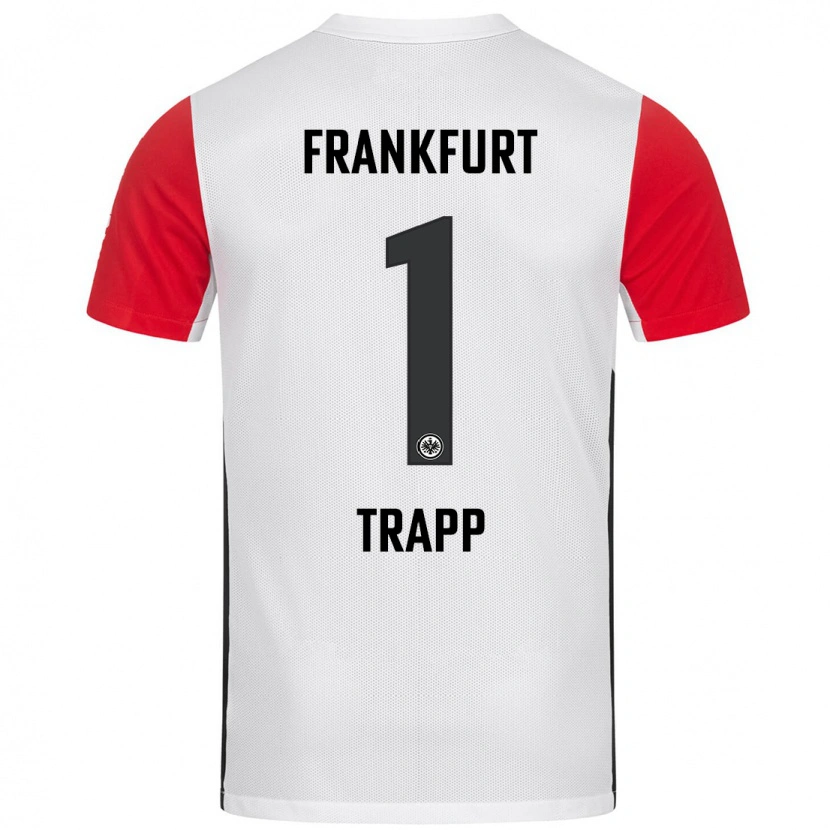 Danxen Mann Kevin Trapp #1 Hvit Rød Hjemmetrøye Drakt Trøye 2024/25 Skjorter T-Skjorte