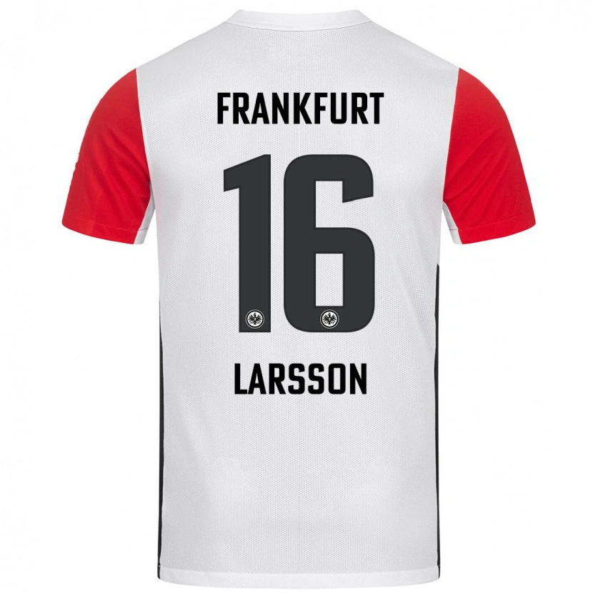 Danxen Mann Hugo Larsson #16 Hvit Rød Hjemmetrøye Drakt Trøye 2024/25 Skjorter T-Skjorte