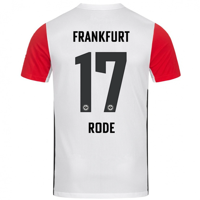 Danxen Mann Sebastian Rode #17 Hvit Rød Hjemmetrøye Drakt Trøye 2024/25 Skjorter T-Skjorte