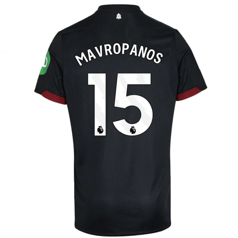 Danxen Mann Konstantinos Mavropanos #15 Svart Hvit Bortetrøye Drakt Trøye 2024/25 Skjorter T-Skjorte