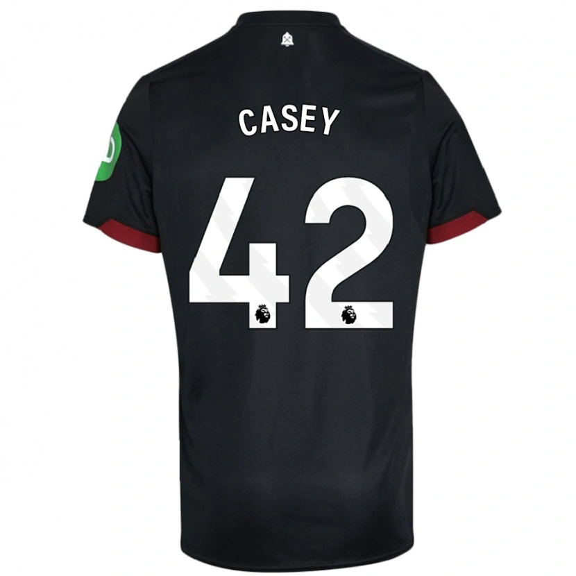 Danxen Mann Kaelan Casey #42 Svart Hvit Bortetrøye Drakt Trøye 2024/25 Skjorter T-Skjorte