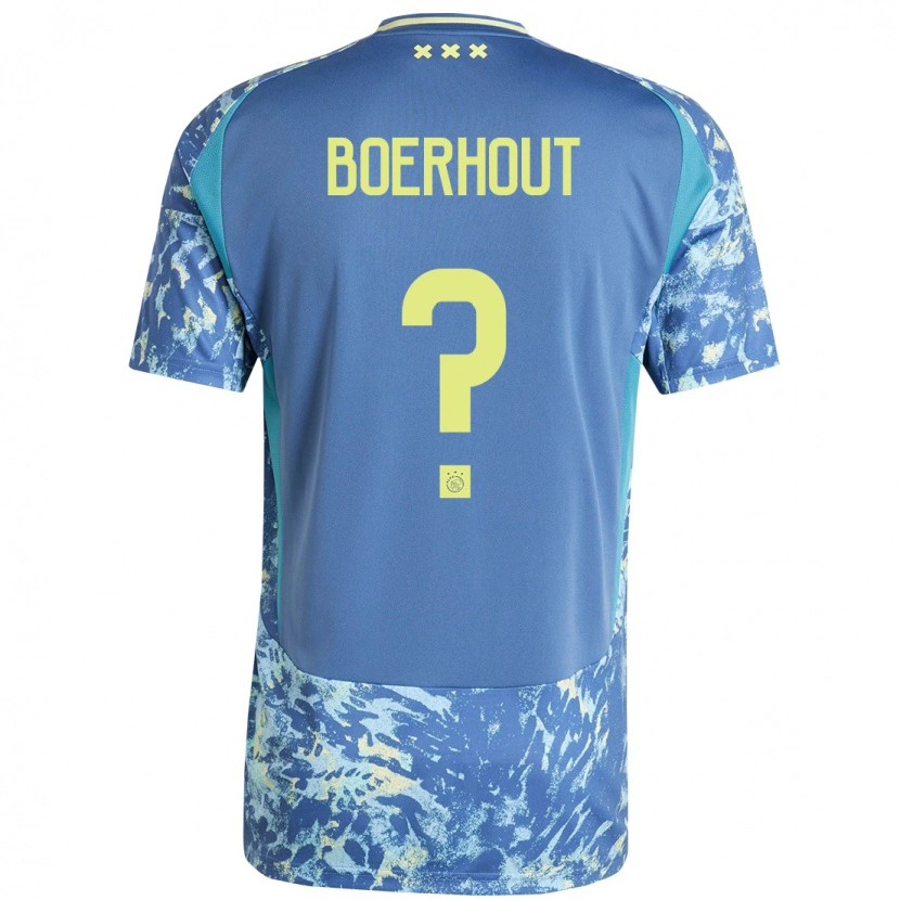 Danxen Mann Yoram Boerhout #0 Grå Blå Gul Bortetrøye Drakt Trøye 2024/25 Skjorter T-Skjorte