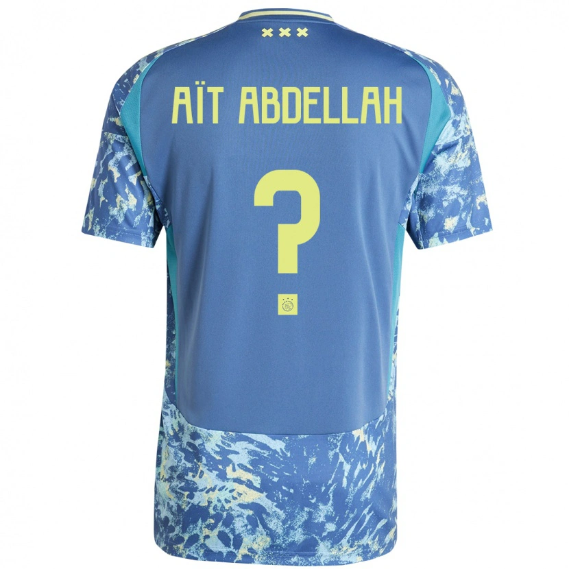 Danxen Mann Waleed Aït Abdellah #0 Grå Blå Gul Bortetrøye Drakt Trøye 2024/25 Skjorter T-Skjorte