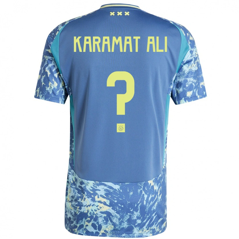 Danxen Mann Yaïr Karamat Ali #0 Grå Blå Gul Bortetrøye Drakt Trøye 2024/25 Skjorter T-Skjorte