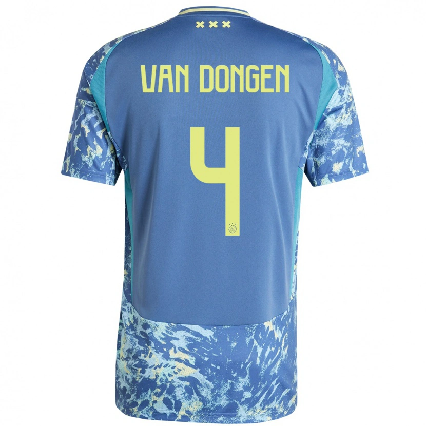 Danxen Mann Bram Van Dongen #4 Grå Blå Gul Bortetrøye Drakt Trøye 2024/25 Skjorter T-Skjorte