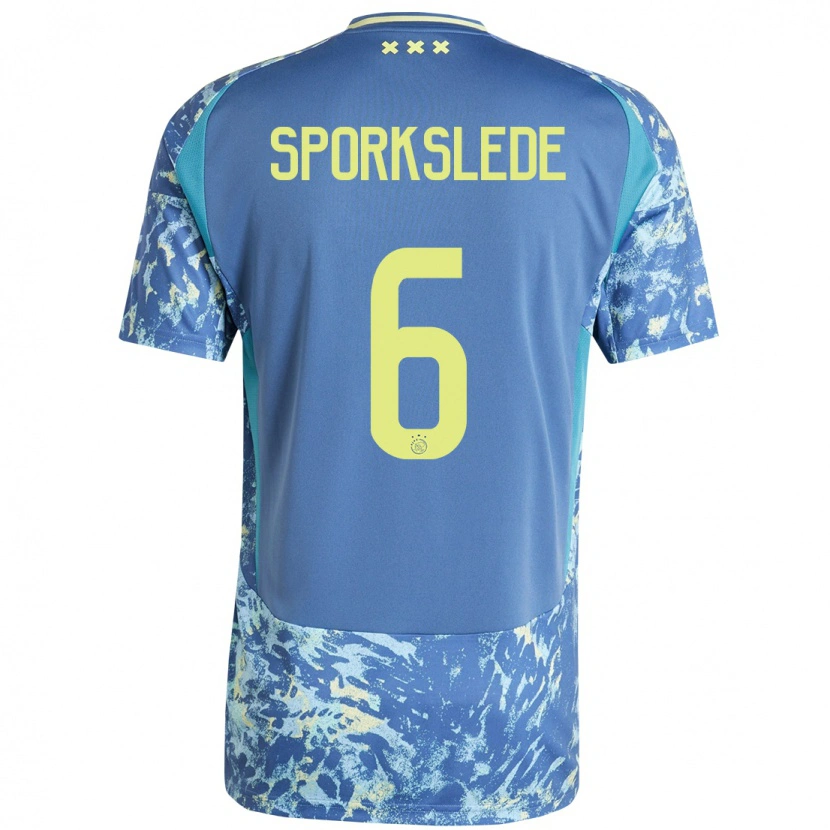 Danxen Mann Fabian Sporkslede #6 Grå Blå Gul Bortetrøye Drakt Trøye 2024/25 Skjorter T-Skjorte