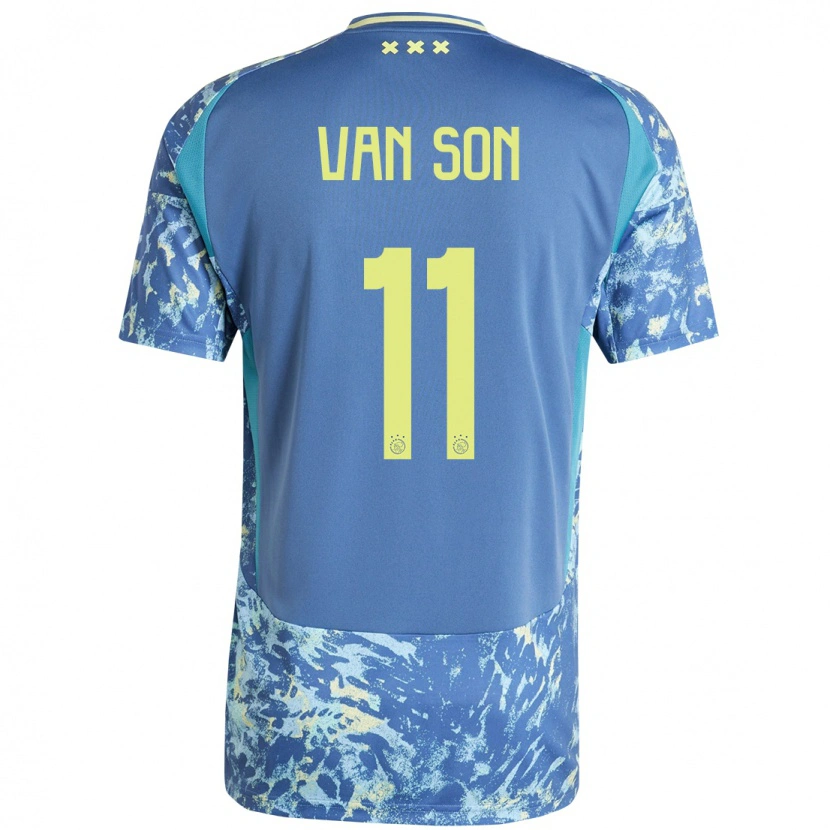 Danxen Mann Daniël Van Son #11 Grå Blå Gul Bortetrøye Drakt Trøye 2024/25 Skjorter T-Skjorte