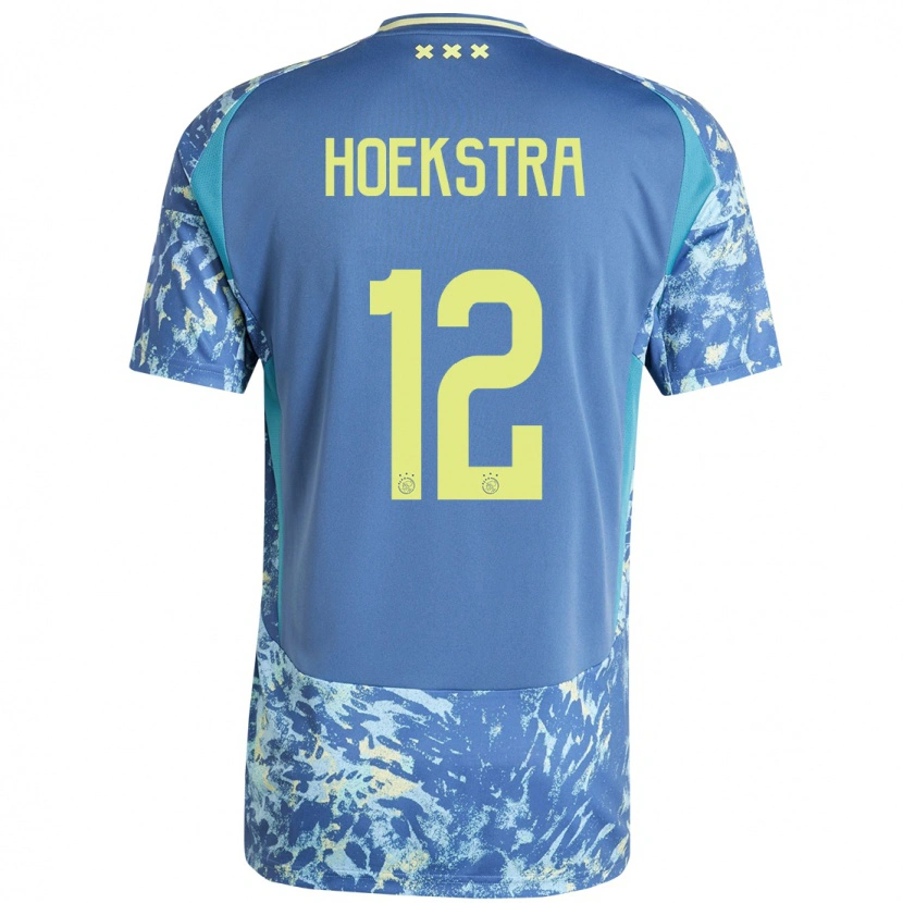 Danxen Mann Isabelle Hoekstra #12 Grå Blå Gul Bortetrøye Drakt Trøye 2024/25 Skjorter T-Skjorte