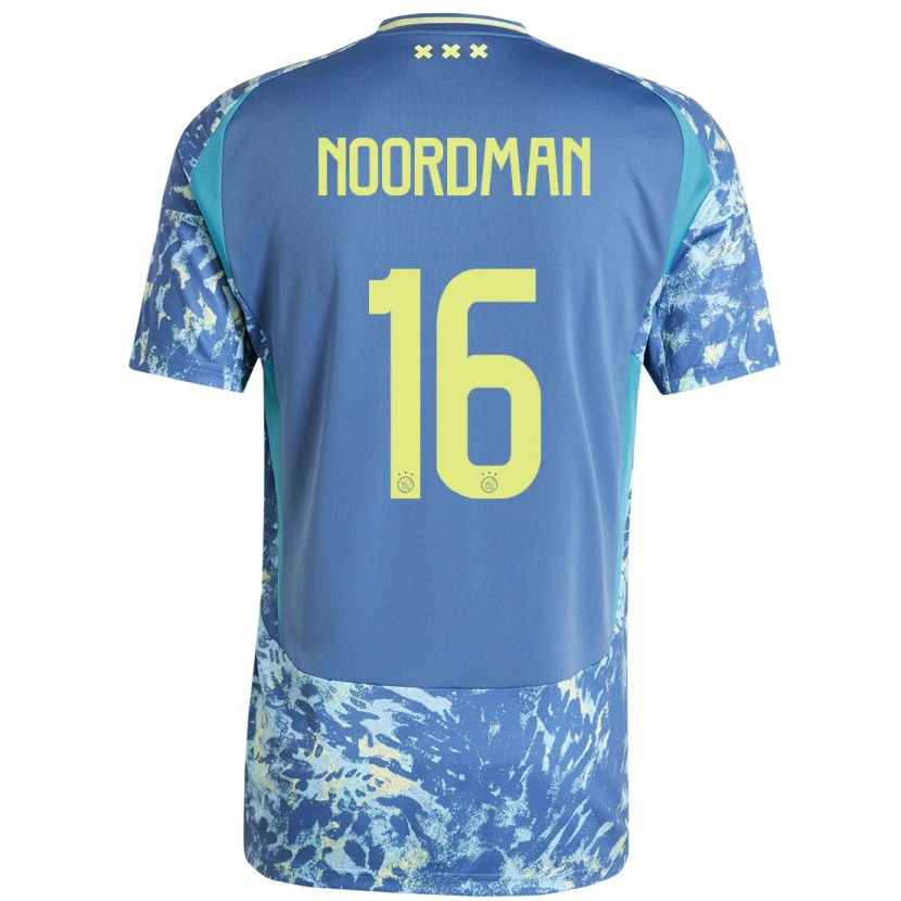Danxen Mann Danique Noordman #16 Grå Blå Gul Bortetrøye Drakt Trøye 2024/25 Skjorter T-Skjorte
