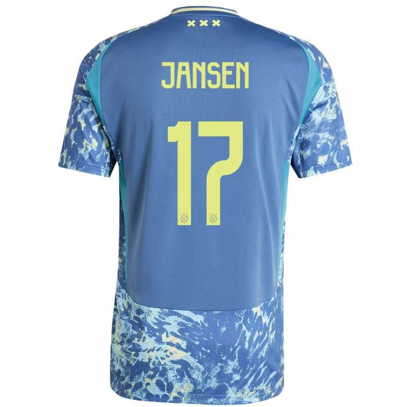 Danxen Mann Bente Jansen #17 Grå Blå Gul Bortetrøye Drakt Trøye 2024/25 Skjorter T-Skjorte