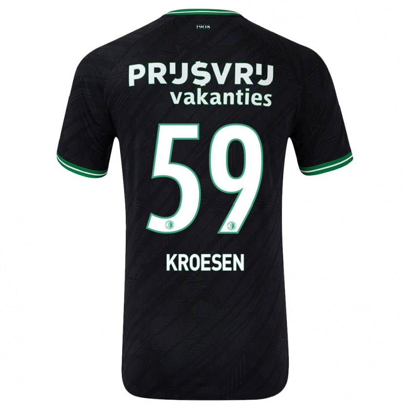 Danxen Mann Jaimy Kroesen #59 Svart Grønn Bortetrøye Drakt Trøye 2024/25 Skjorter T-Skjorte