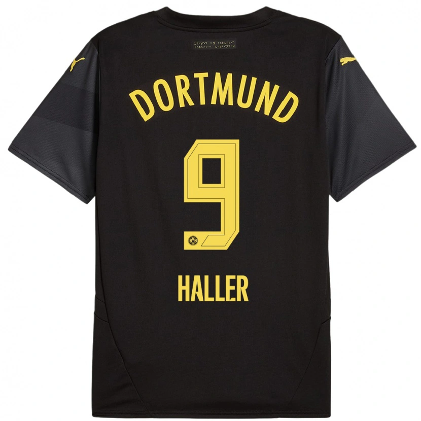 Danxen Mann Sébastien Haller #9 Svart Gul Bortetrøye Drakt Trøye 2024/25 Skjorter T-Skjorte