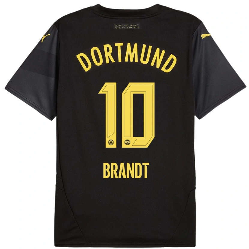 Danxen Mann Julian Brandt #10 Svart Gul Bortetrøye Drakt Trøye 2024/25 Skjorter T-Skjorte