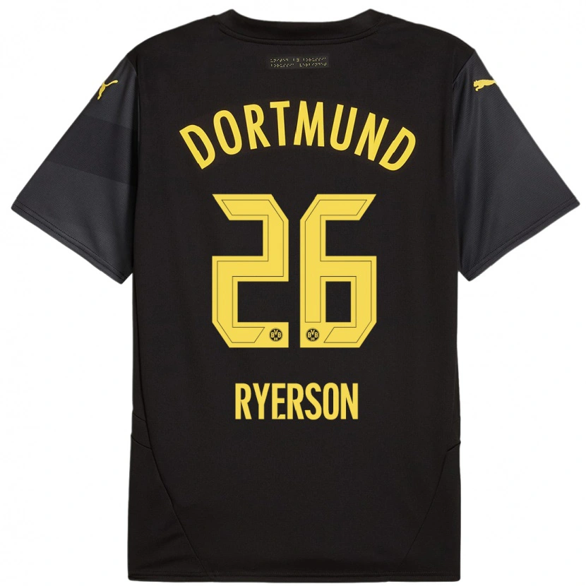 Danxen Mann Julian Ryerson #26 Svart Gul Bortetrøye Drakt Trøye 2024/25 Skjorter T-Skjorte
