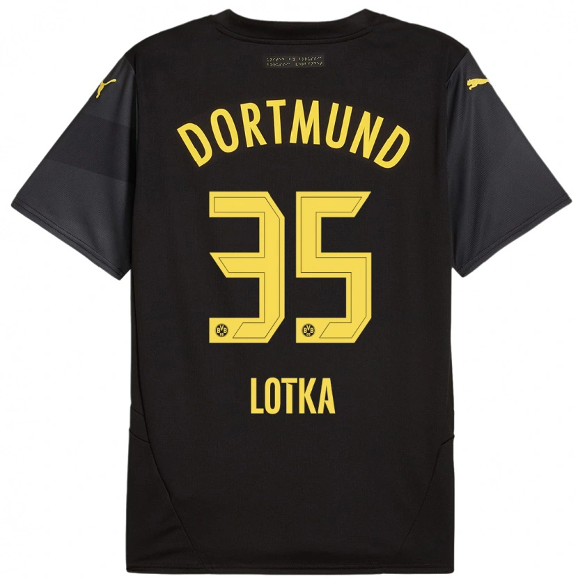 Danxen Mann Marcel Lotka #35 Svart Gul Bortetrøye Drakt Trøye 2024/25 Skjorter T-Skjorte
