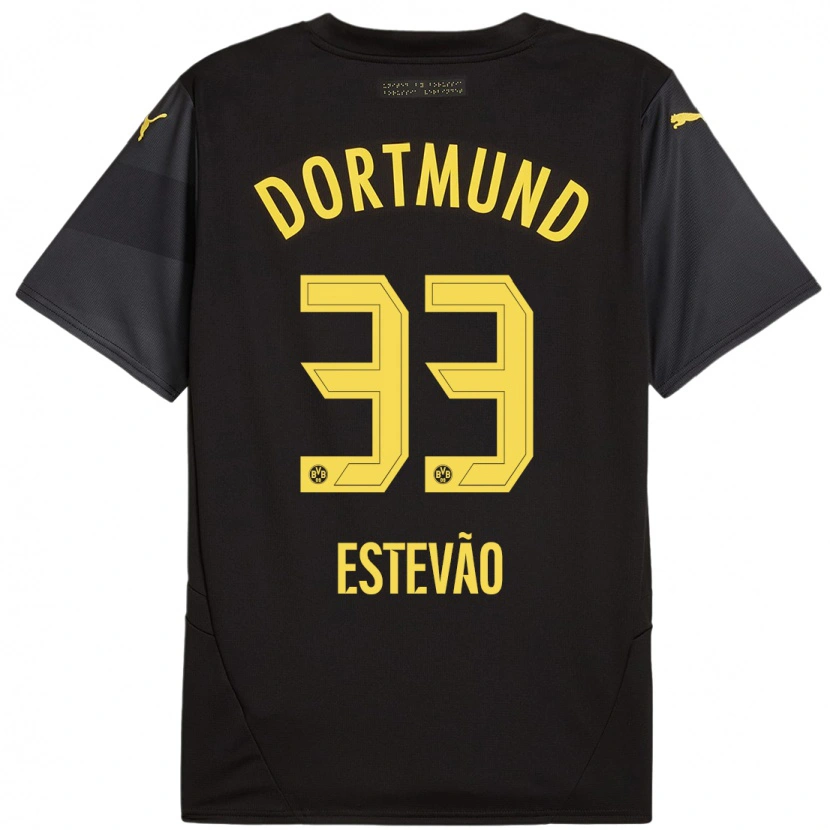 Danxen Mann Tiago Estêvão #33 Svart Gul Bortetrøye Drakt Trøye 2024/25 Skjorter T-Skjorte