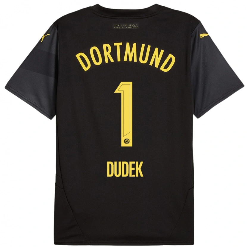 Danxen Mann Daniel Dudek #1 Svart Gul Bortetrøye Drakt Trøye 2024/25 Skjorter T-Skjorte