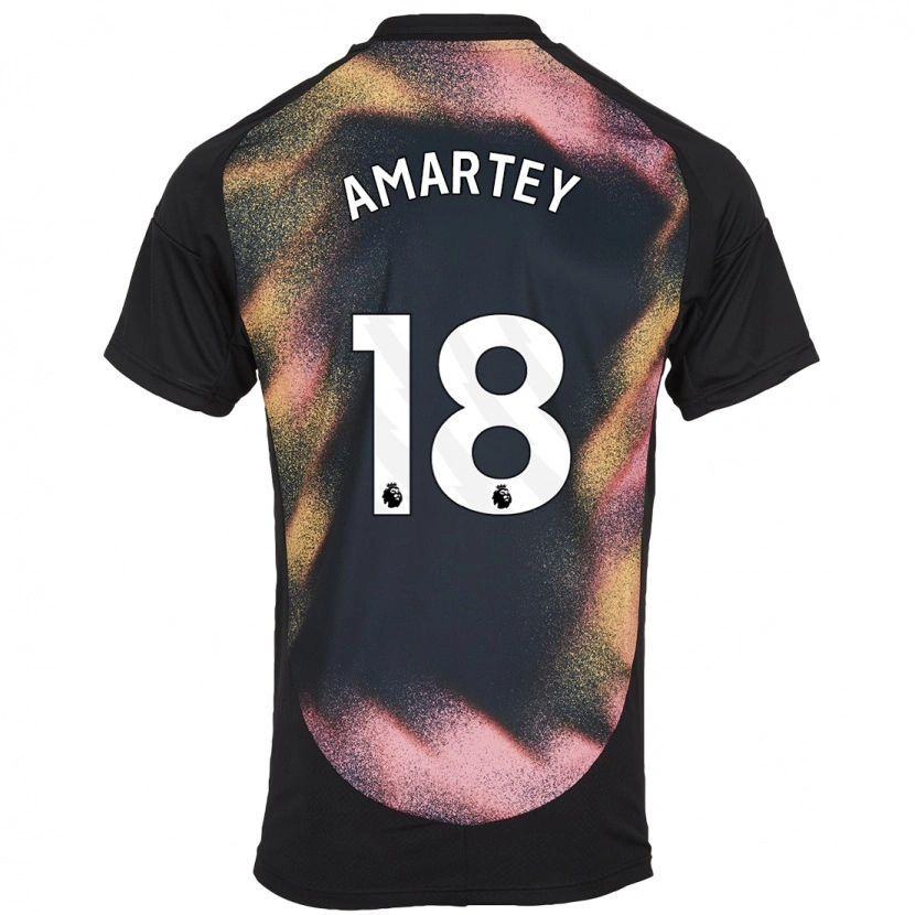 Danxen Mann Daniel Amartey #18 Svart Hvit Bortetrøye Drakt Trøye 2024/25 Skjorter T-Skjorte