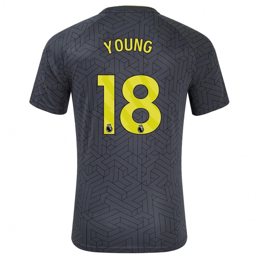 Danxen Mann Ashley Young #18 Svart Gul Bortetrøye Drakt Trøye 2024/25 Skjorter T-Skjorte