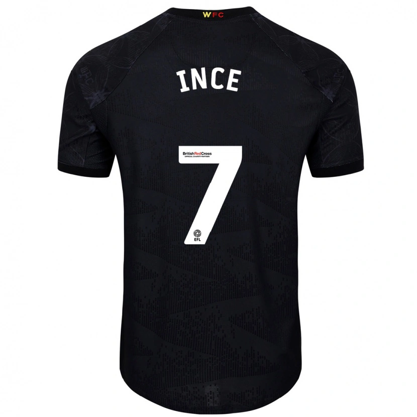 Danxen Mann Tom Ince #7 Svart Hvit Bortetrøye Drakt Trøye 2024/25 Skjorter T-Skjorte