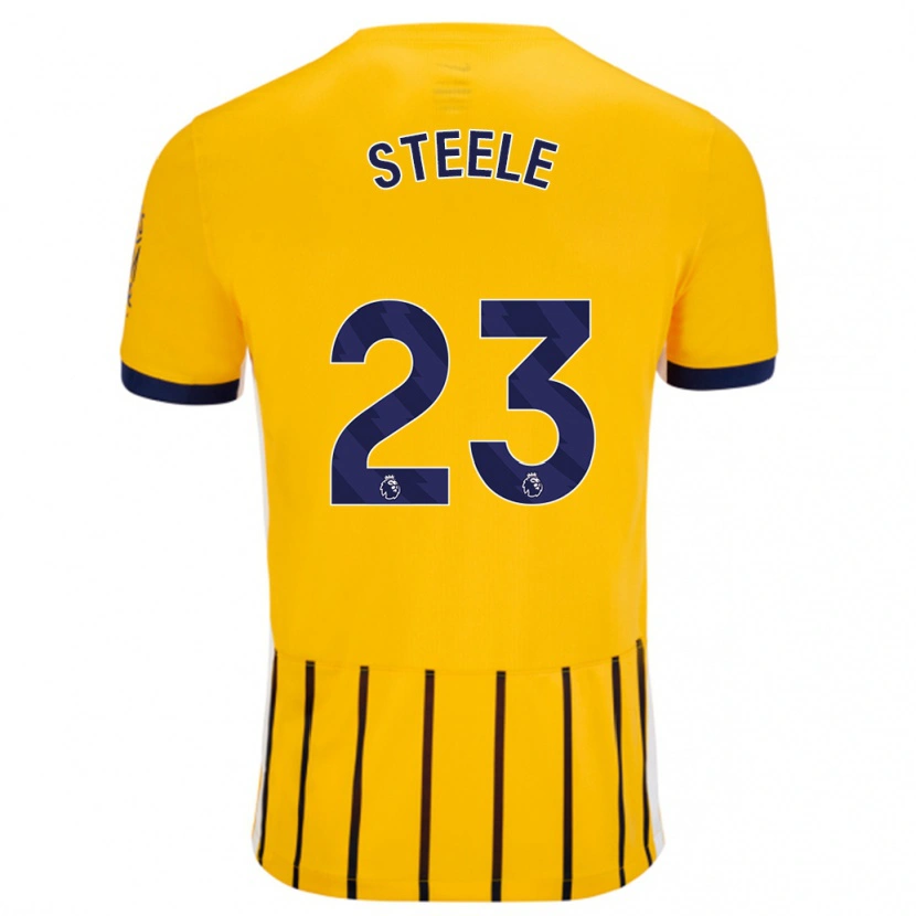 Danxen Mann Jason Steele #23 Gullblå Nålestriper Bortetrøye Drakt Trøye 2024/25 Skjorter T-Skjorte