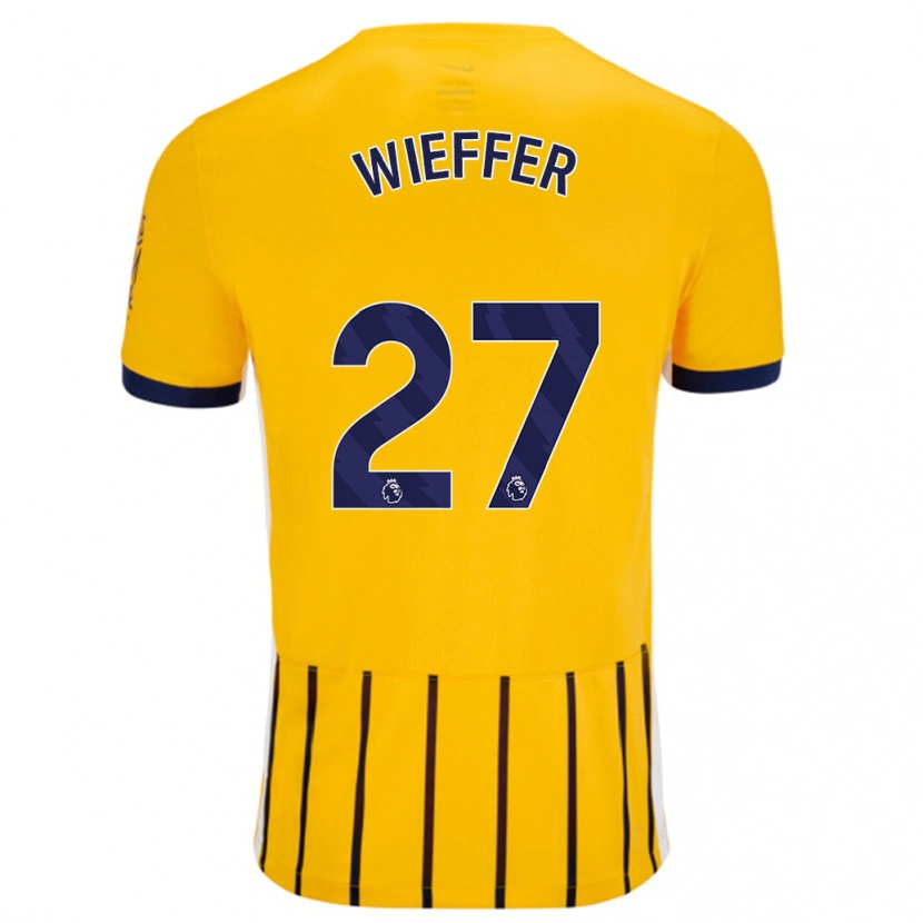 Danxen Mann Mats Wieffer #27 Gullblå Nålestriper Bortetrøye Drakt Trøye 2024/25 Skjorter T-Skjorte