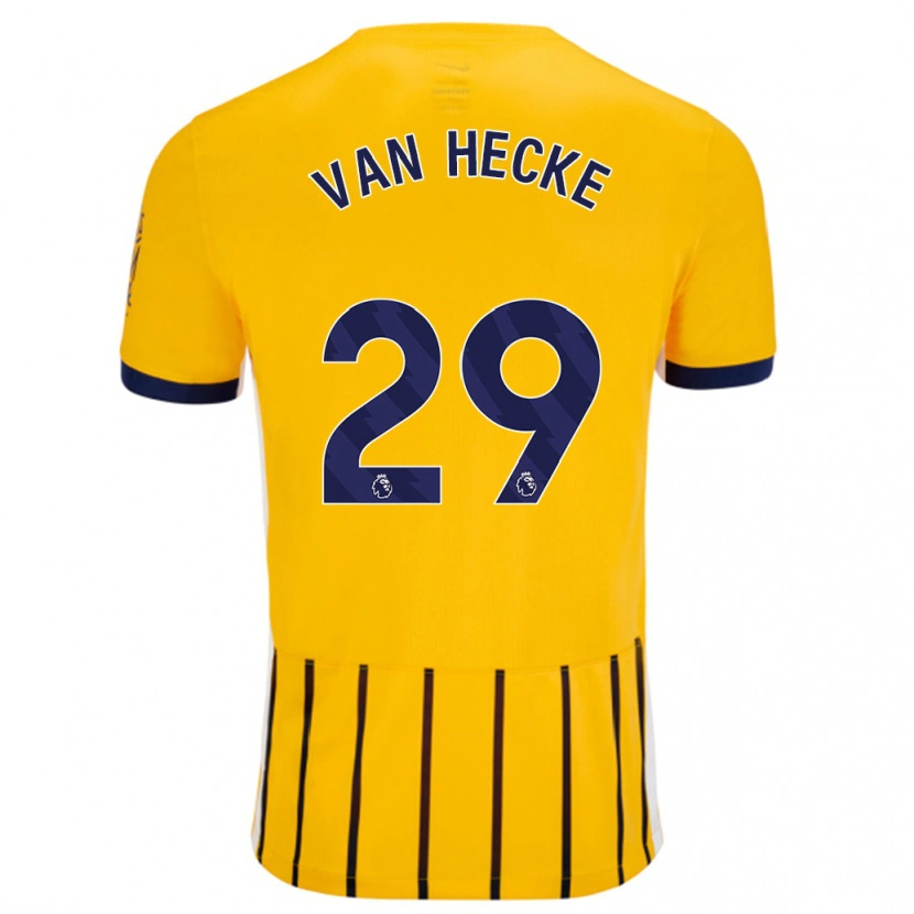 Danxen Mann Jan Paul Van Hecke #29 Gullblå Nålestriper Bortetrøye Drakt Trøye 2024/25 Skjorter T-Skjorte