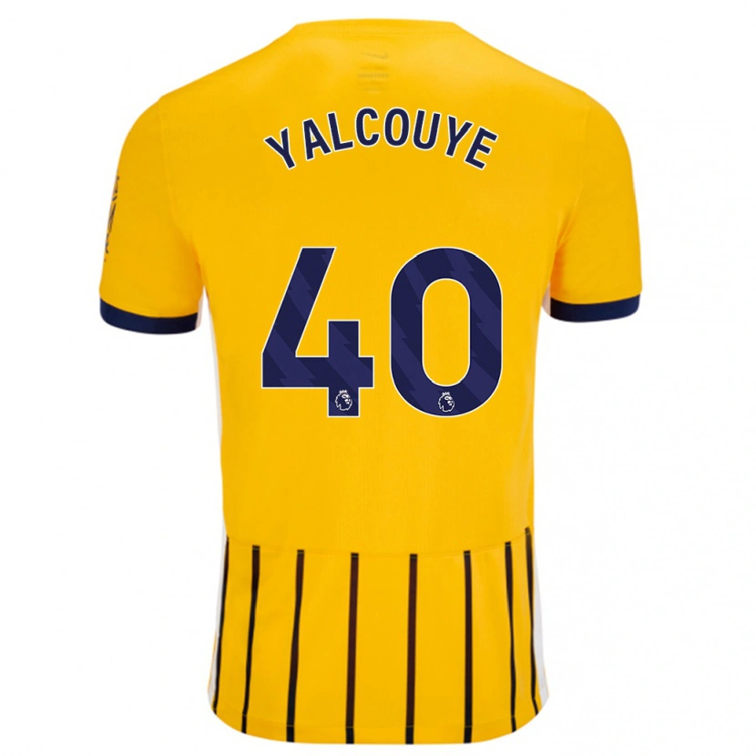 Danxen Mann Malick Junior Yalcouyé #40 Gullblå Nålestriper Bortetrøye Drakt Trøye 2024/25 Skjorter T-Skjorte