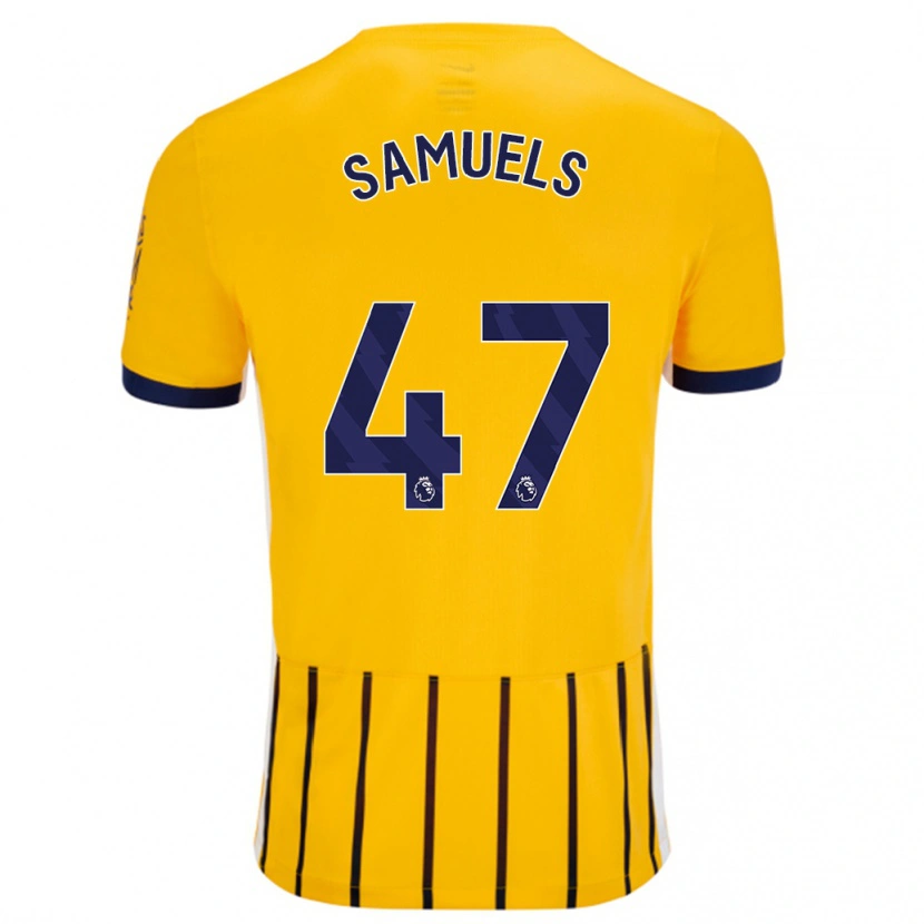 Danxen Mann Imari Samuels #47 Gullblå Nålestriper Bortetrøye Drakt Trøye 2024/25 Skjorter T-Skjorte