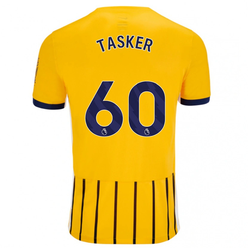 Danxen Mann Charlie Tasker #60 Gullblå Nålestriper Bortetrøye Drakt Trøye 2024/25 Skjorter T-Skjorte