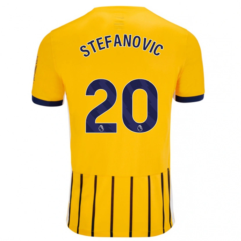 Danxen Mann Dejana Stefanović #20 Gullblå Nålestriper Bortetrøye Drakt Trøye 2024/25 Skjorter T-Skjorte