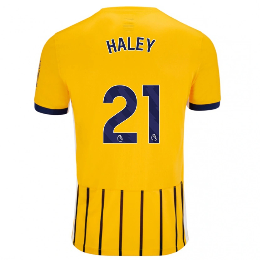 Danxen Mann Madison Haley #21 Gullblå Nålestriper Bortetrøye Drakt Trøye 2024/25 Skjorter T-Skjorte