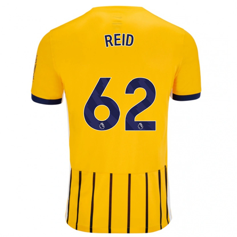 Danxen Mann Tommy Reid #62 Gullblå Nålestriper Bortetrøye Drakt Trøye 2024/25 Skjorter T-Skjorte