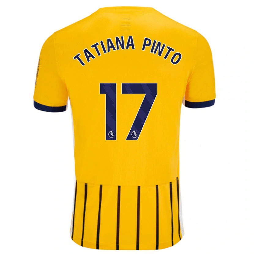 Danxen Mann Tatiana Vanessa Ferreira Pinto #17 Gullblå Nålestriper Bortetrøye Drakt Trøye 2024/25 Skjorter T-Skjorte